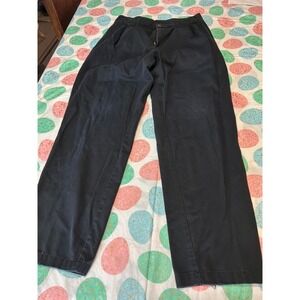 Farah Mens Black Pleated Cotton Trousers Pants 34x34 Straight Leg Solid